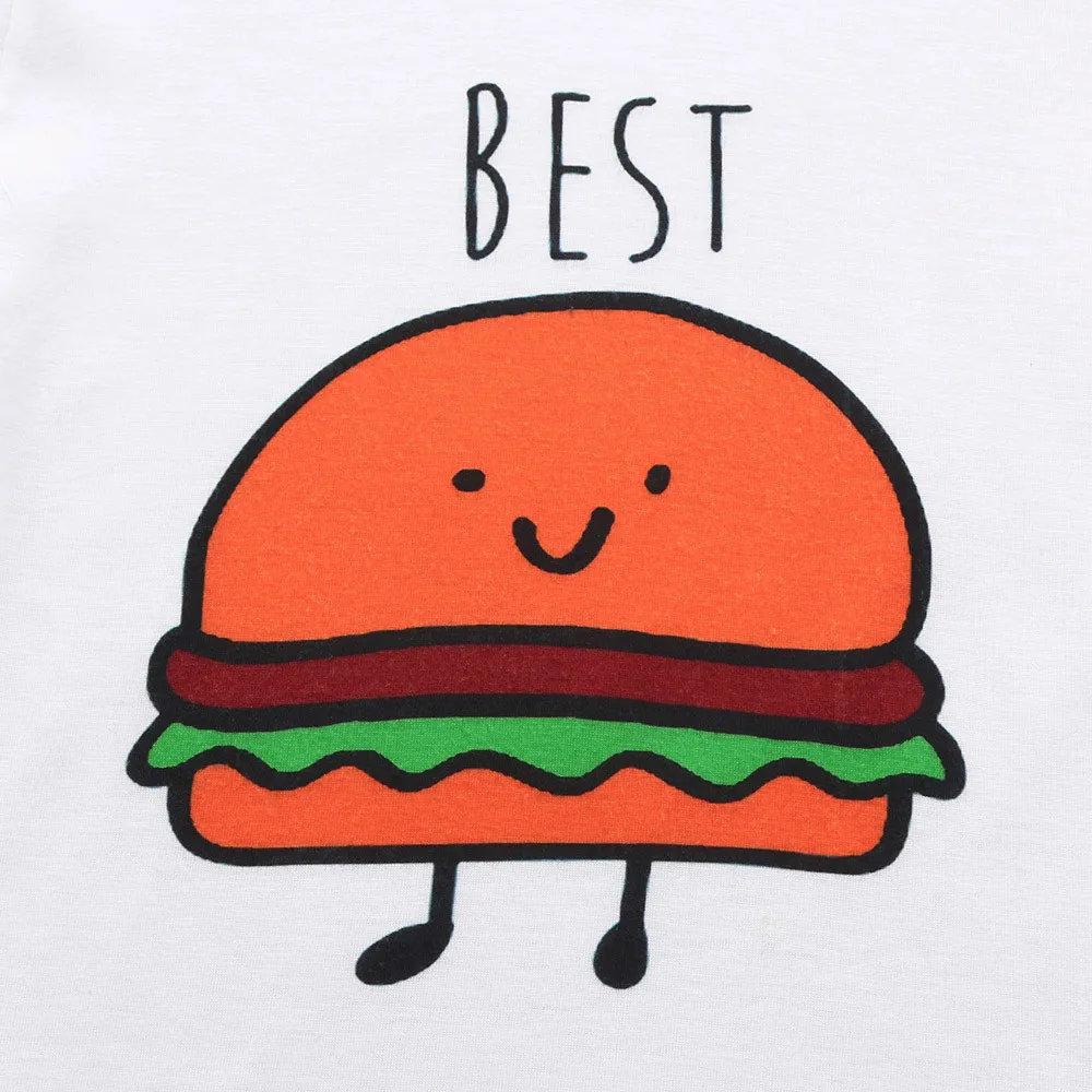 MUQGEW/футболка для маленьких мальчиков и девочек детские мягкие топы с принтом «гамбургер фри» для маленьких девочек и мальчиков, Милая футболка, одежда