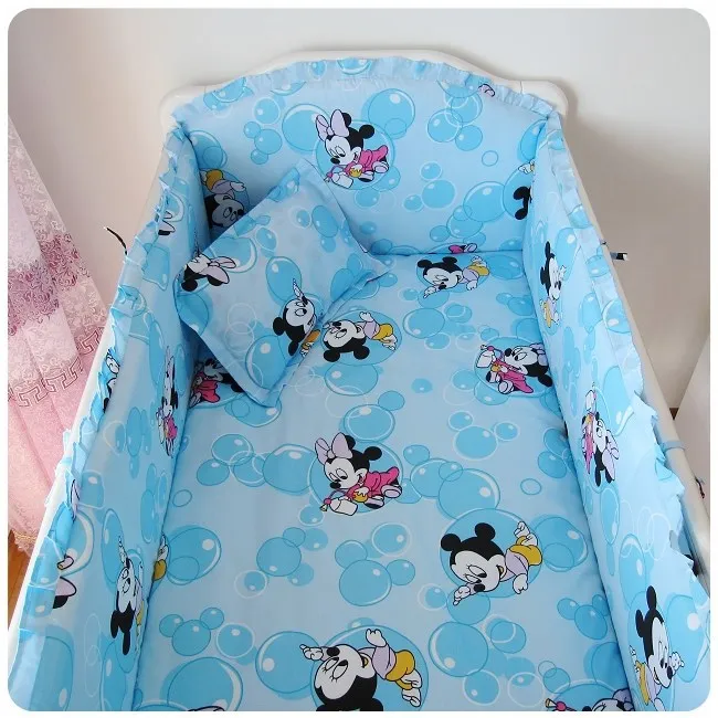 

Promotion! 6PCS Cartoon Baby bedding crib sets baby crib bedroom set with filler,(bumpers+sheet+pillow cover)