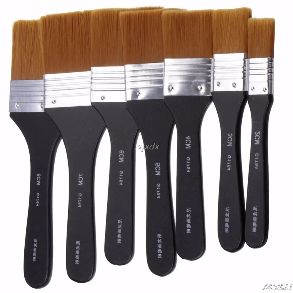 

7 Models Flat Tips Artist Brush Oil Painting Drawing Nylon Hair Paint Art Pen