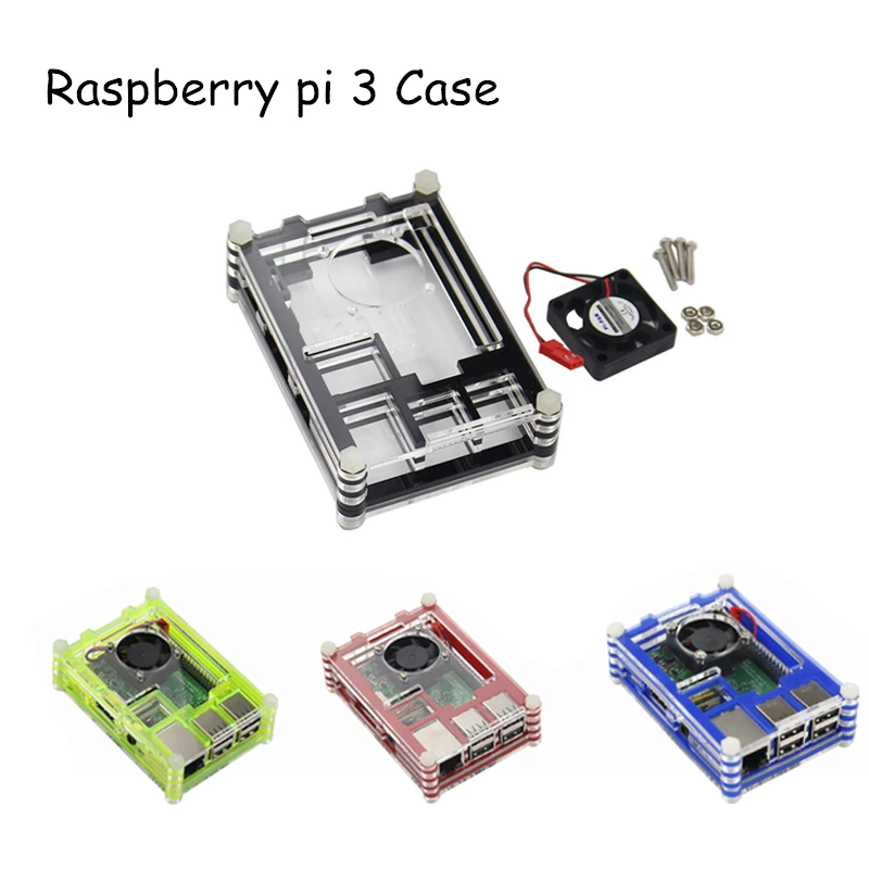 Официальный Raspberry Pi 3 чехол/9 слоев акриловый чехол с охлаждающим вентилятором для