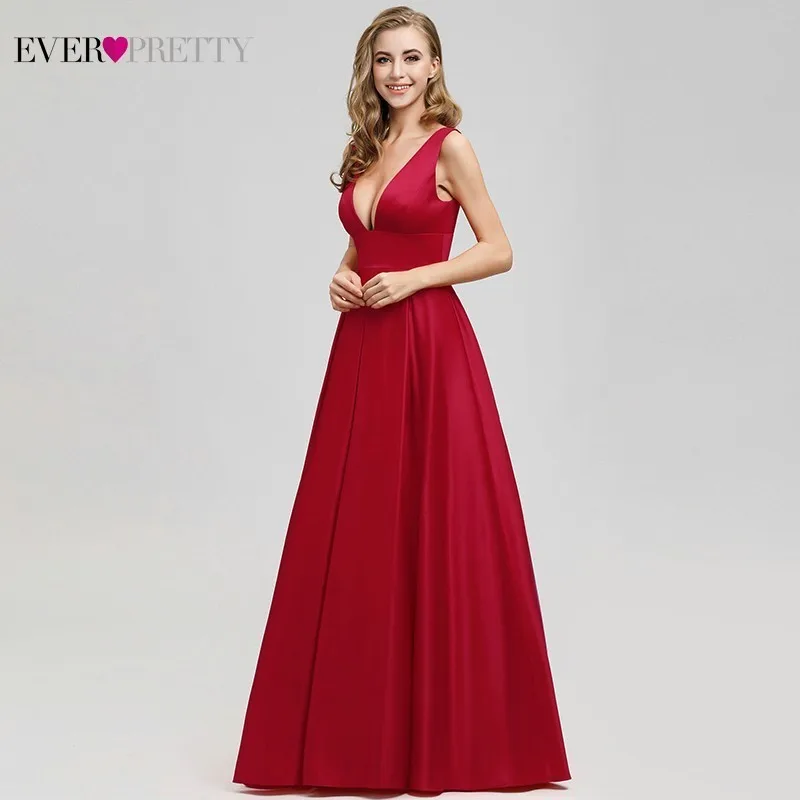 Ever Pretty, сексуальное красное платье для выпускного вечера, длинное блестящее ТРАПЕЦИЕВИДНОЕ торжественное платье с глубоким v-образным вырезом, элегантные платья для вечеринки, EP07978, Vestidos De Gala