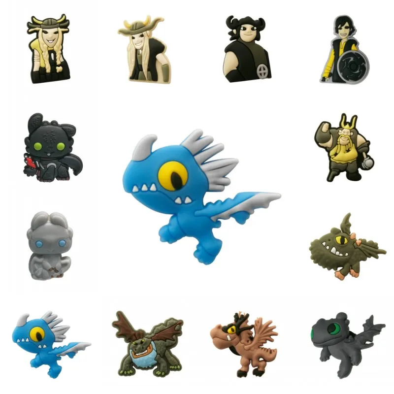 

1pcs How to Train Your Dragon PVC Cartoon Shoe Charms Shoe decoration Buckles Accessories Fit Bracelets Croc JIBZ Kids Gifts