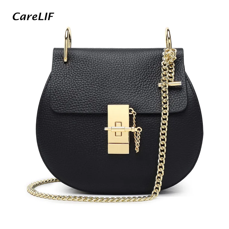 

Women Purse Genuine Leather Crossbody Handbag Chain Strap Saddle Sling Shoulder Bag