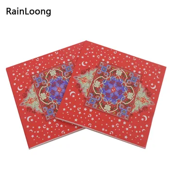 

[RainLoong] New Printed Eid al-Fitr Mubarak Ramadan Paper Napkins For Islamism Muslem Tissue Servilleta 33*33cm 5packs
