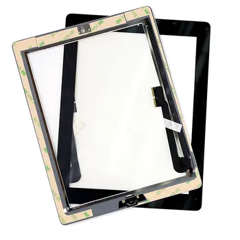 

50Pcs/lot Touch Screen Glass Digitizer Assembly for iPad 3/ 4 with home button+ Adhesive Glue Sticker Replacement Repair Parts