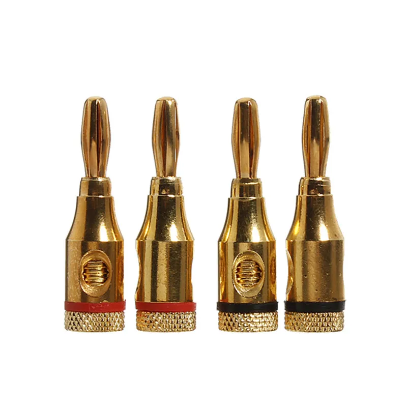 

New Whoesale 4pcs 4mm 24k Gold Plated Musical Speaker Cable Wire Pin Banana Plug Connector B5