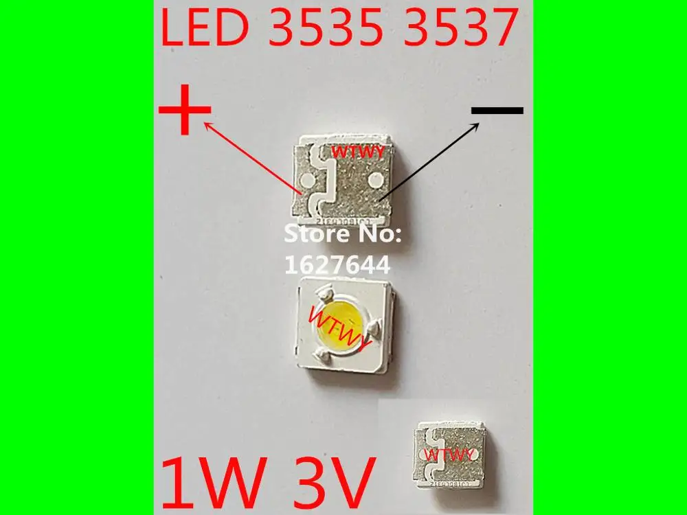 100 шт и для Люмен LED подвестка 3535 3537 1 W 3 V холодный белый Светодиодный 3535 для Светодиодный ЖК-дисплей ТВ Подсветка Применение