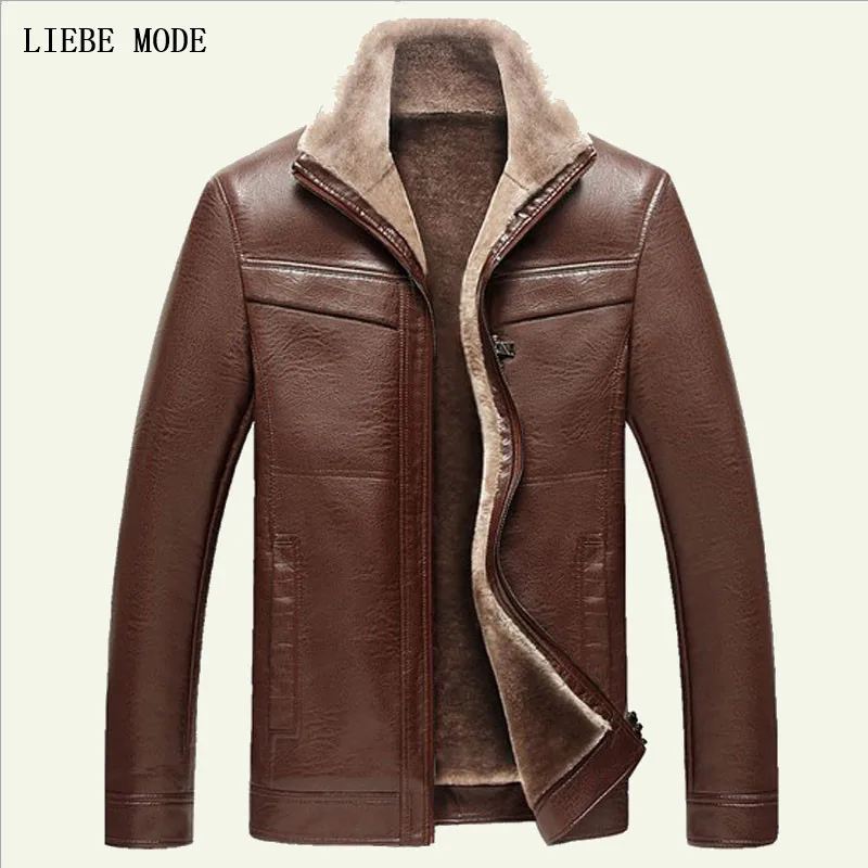 

Leather Jacket Men Winter Cashmere Jackets Thickening Wool Windbreak Warm Lambskin Pu Men's Sheepskin Coat Black Brown Jaket 3XL