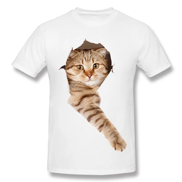 Buy 2018 New 3D Cat Print Men T Shirt O neck Short Sleeve Animal Design Custom