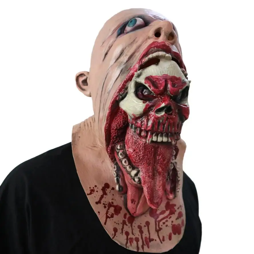 

Bloody Zombie Mask Melting Face Adult Latex Costume Walking Dead Halloween Scary AR Toy Y920