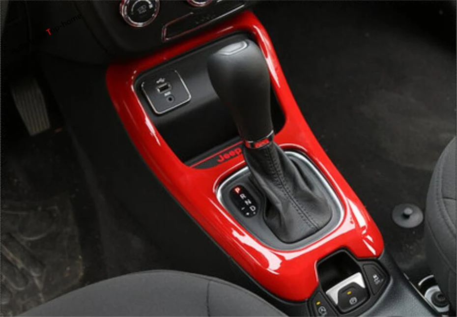 Fit for Jeep Compass 2017-2018 Red ABS Interior Gear Shift Frame Cover Trim