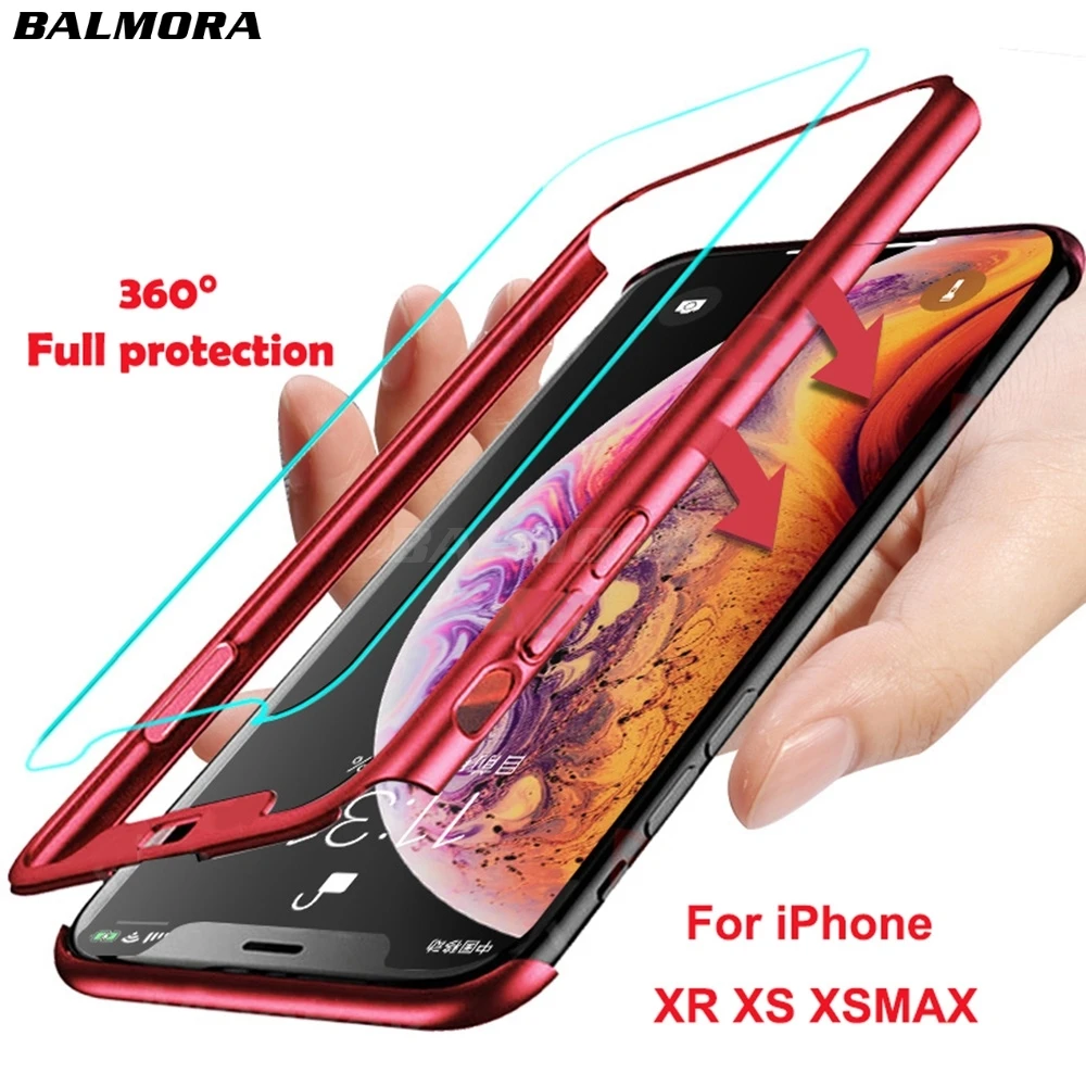 BALMORA 360 полный защитный чехол для телефона iPhone X XR XS Max противоударный ПК s XSMax с