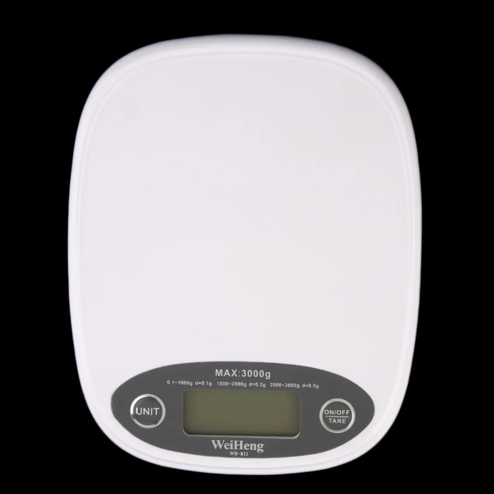 Белый тонкий ЖК-дисплей электронный весы кухонные электронные Пластик цифровой бытовой Высокое качество 3 кг/0.5 типа четырех пунктов для Кухня