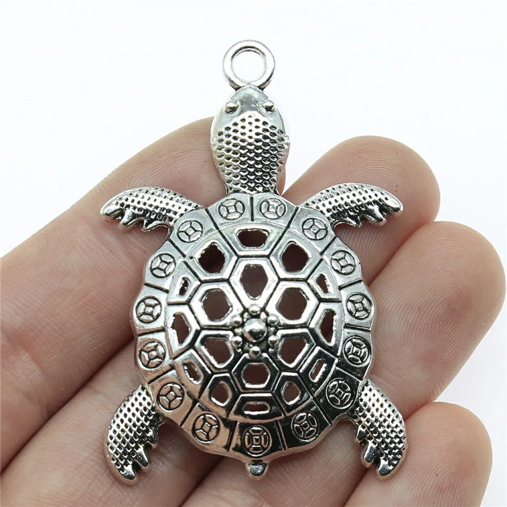 

WYSIWYG 2pcs 55x37mm Antique Silver Color Charm Turtle Pendants Large Turtle Charm Big Turtle Pendants