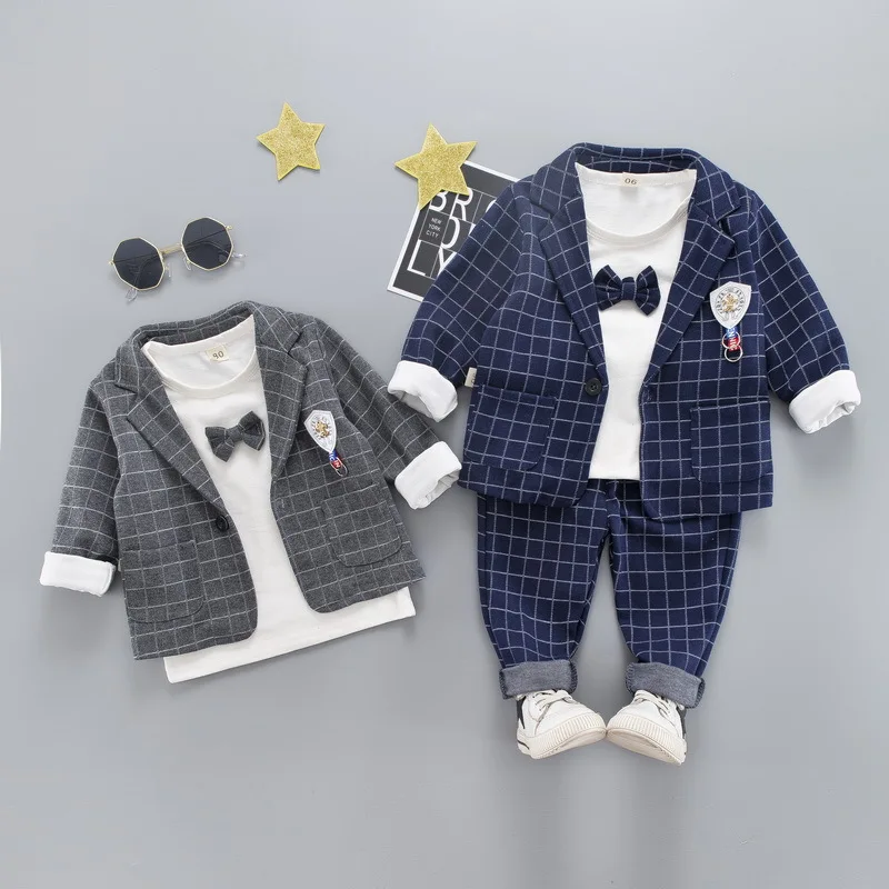T-shirt Pants Little Bear Clothes set 3PCS Toddler Infant Baby Boy Outfit Coat