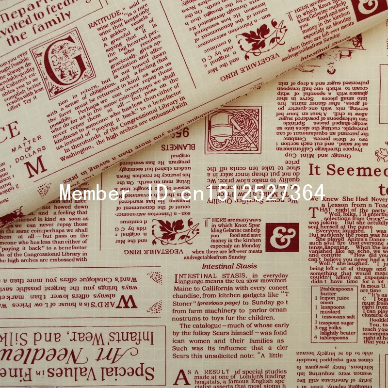 

138cmx50cm Ripstop Cotton Linen Fabric for handmad, bed, bag, curtain - London landscape - Newspaper (red) (LF183)