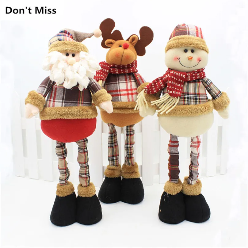 

3pcs Santa Claus+Snowman+Elk Christmas Dolls Christmas Decorations for Home Retractable Standing Figurines Birthday Gift Natal