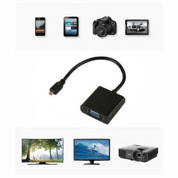 

New Mini Micro HDMI Male To VGA Female Video Converter Adapter Cable HD 1080P w/Audio For PC HDTV TV Black