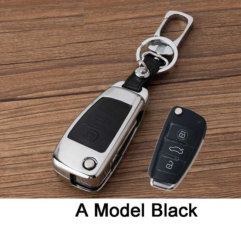 Высокая класс цинковый сплав кожа Ключи крышка чехол для Audi A4 B6 A1 A3 A5 A6 A7 A8 R8 Q3 Q5 Q7 TT 80 B5 B7 B8 C5 C6 R8 A4L A6L ключ - Название цвета: A model of black