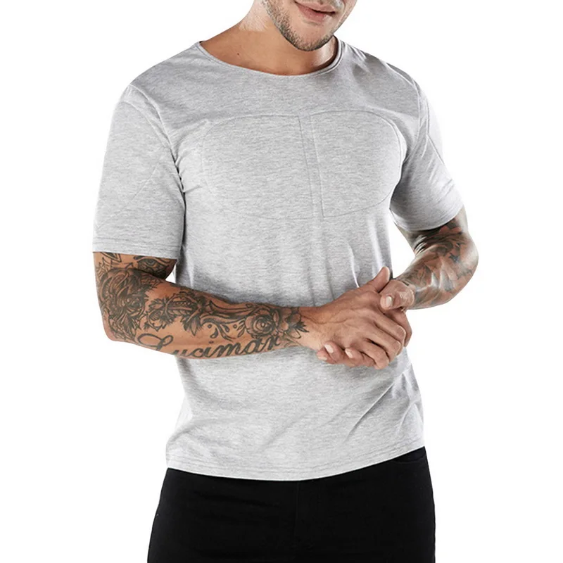 

New Casual Summer Solid Tshirt Short Sleeve O-Neck T Shirt Men Breathable Gym Tee Shirt Homme Plus Size Fit Slim Men Streetwear