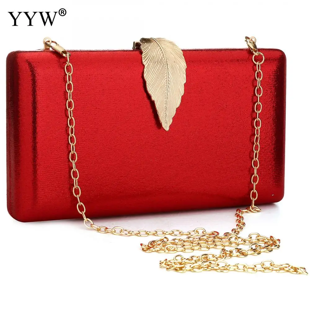 Модная однотонная деловая женская сумка-клатч вечерняя сумка через плечо с цепочкой для свадьбы для мобильного телефона золотисто-красная сумочка