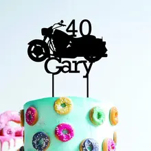 Изготовленный На Заказ Топпер торта дня рождения индивидуальное с именем мотоцикл 40 40 топперы торта подарок вечерние день рождения украшения партии