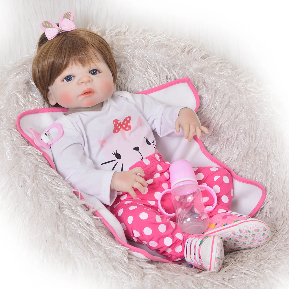 

NPKCOLLECTION 55cm Full Silicone Body Reborn Girl Baby Doll Toys Newborn Princess Babies Doll Lovely Birthday Gift bebes reborn