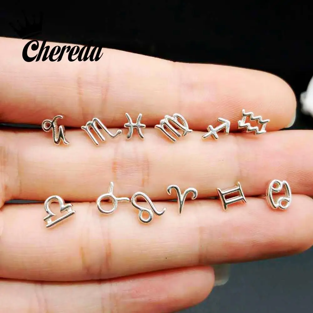 

Chereda 12 Constellation Statement Stud Earring for Women Gold and Silver Scorpio Aries Trendy Earrings Friendship Birthday Gift