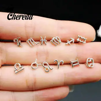 

Chereda 12 Constellation Statement Stud Earring for Women Gold and Silver Scorpio Aries Trendy Earrings Friendship Birthday Gift
