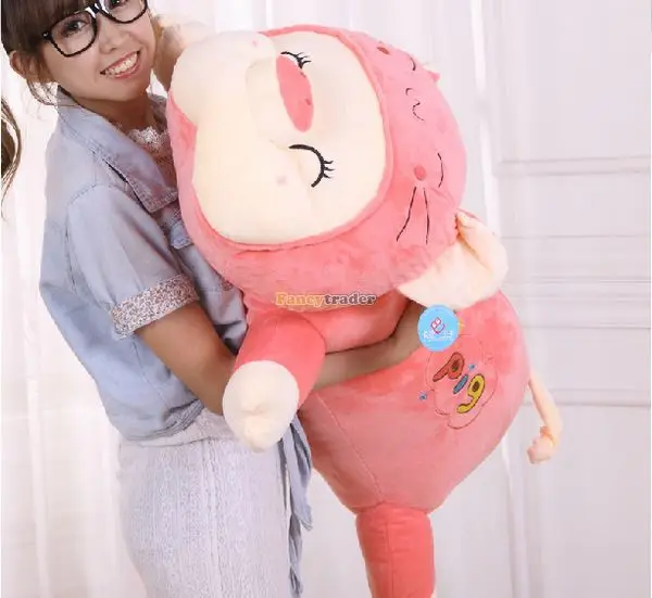 

Fancytrader 90cm Big Stuffed Sleepy Lying McDull Pig Plush Toy Soft Pillow Cushion for Birthday Gift Pink Blue Free Shipping