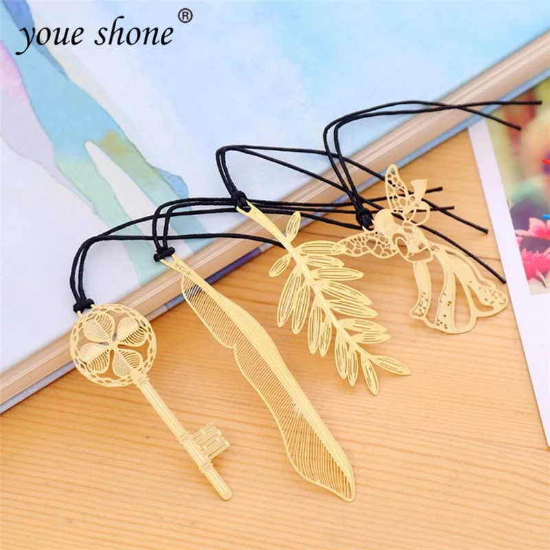 

1PCS Creative Mini Bookmark Metal Art Pattern Feather Angel Chinese Wind Classical Bookmarks for book Stationery Office Supplies