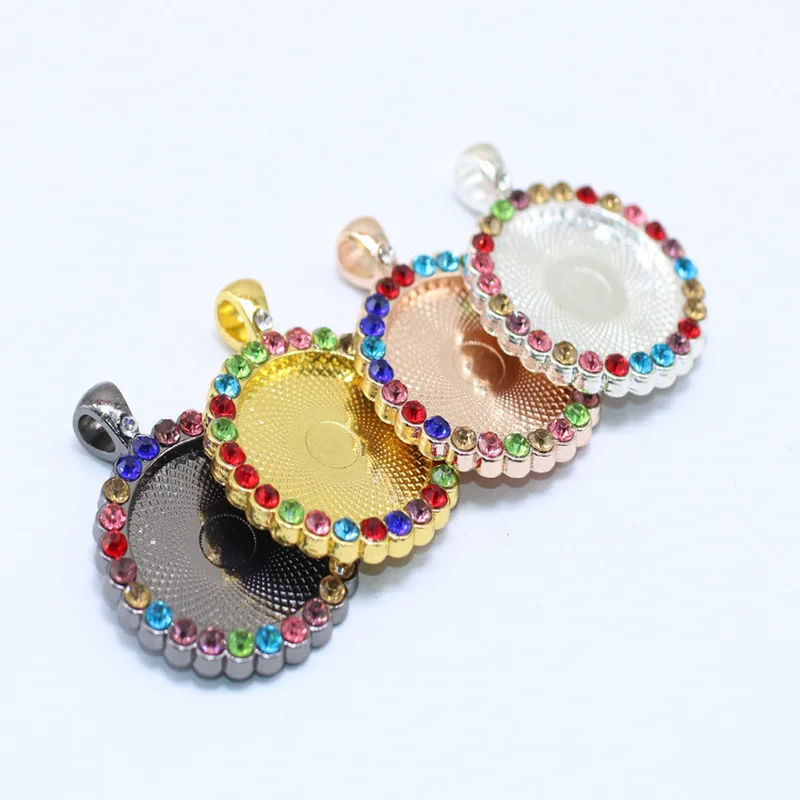 

Multi Colors 30mm Necklace Pendant Setting Cabochon Cameo Base Tray Bezel Blank Fit 30mm Cabochons Jewelry Making Findings