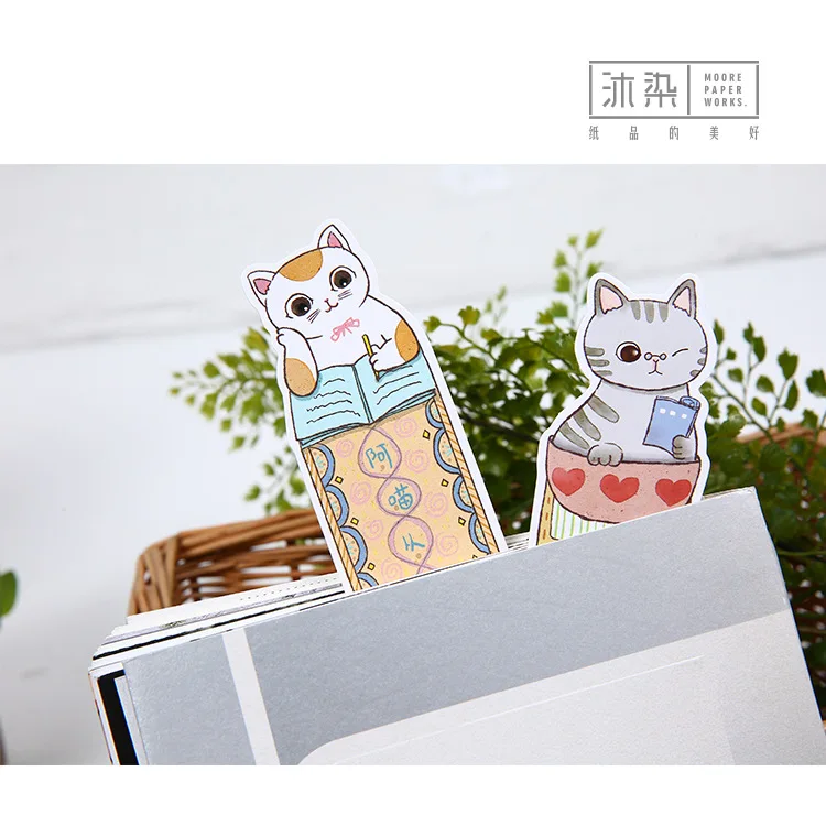 Kawaii милые закладки 30 шт./кор. для кошки в книжная Закладка Бумага Животные
