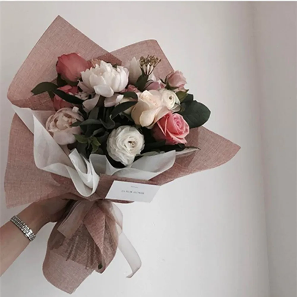 Корейский стиль льняной цветок оберточная бумага Цветы Букет подарочная упаковка материал цветочный магазин флористическая упаковка 10 шт./лот