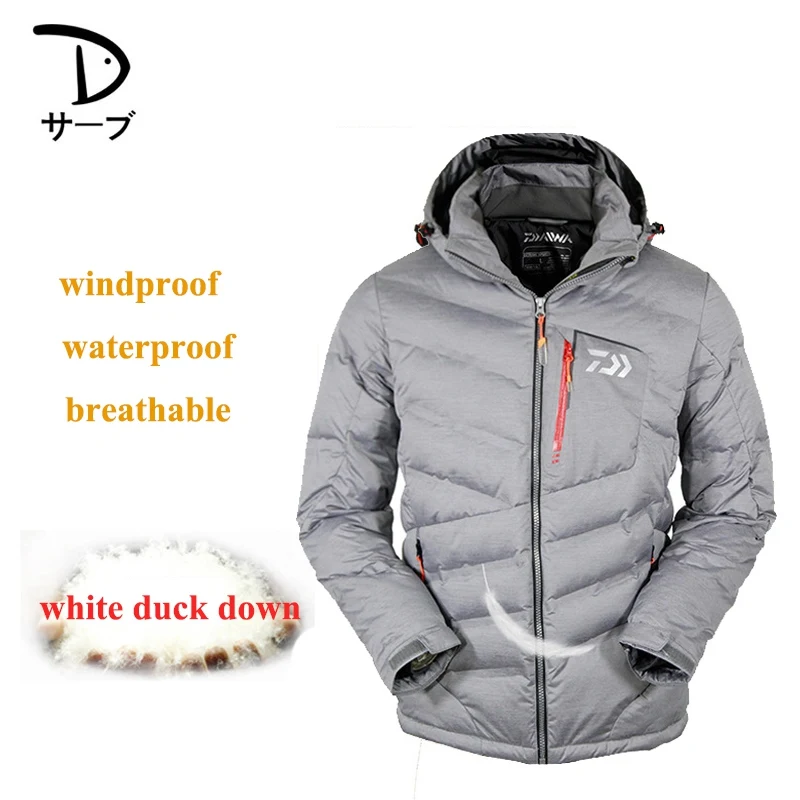

1PC Daiwa New Winter White Duck Down Fishing Jacket Coat Windproof Warm Men Women Outdoor Sports Fishing Cycling Clothes