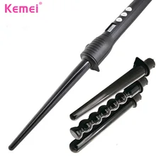 KEMEI 4 в 1 стайлер для волос бигуди щипцы для завивки волос ЖК-керамические турмалиновые бигуди для волос Многофункциональные Инструменты для укладки