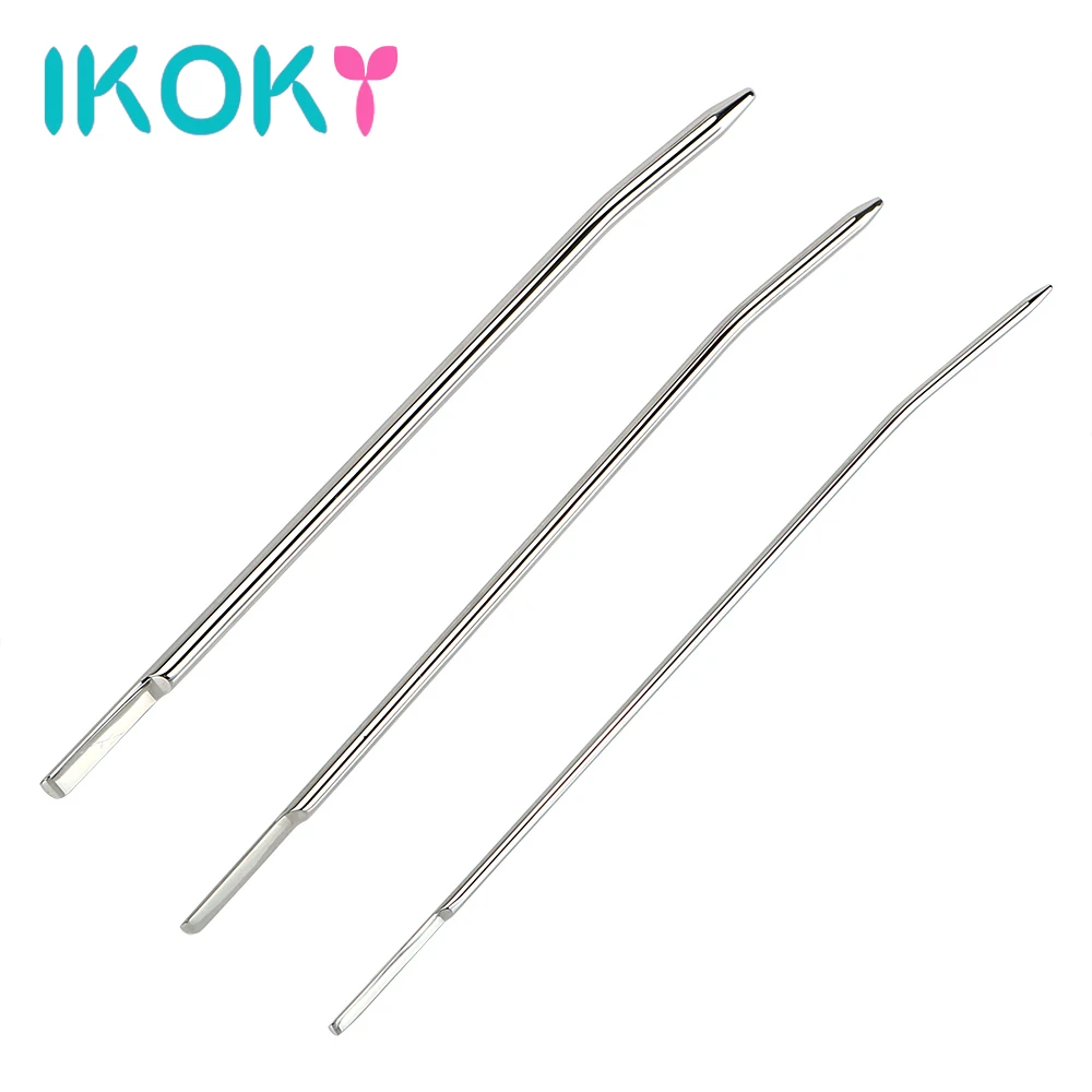 IKOKY Penis Plug Stainless Steel Male Chastity Device Urethral Dilators Catheters Sounds Masturbator Sex Toys for Men Sex Shop