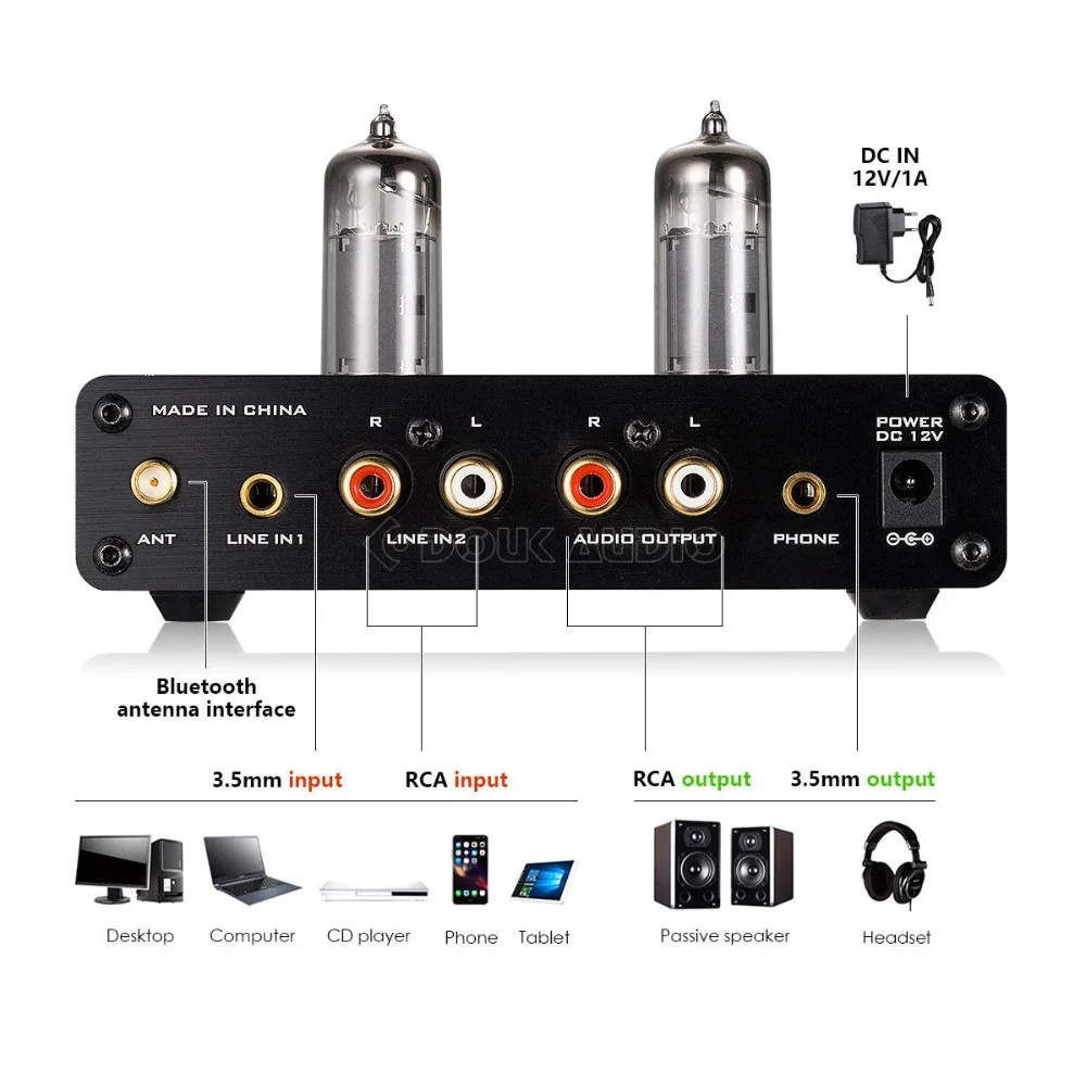 Nobsound Mini HiFi 6K4 ламповый предусилитель с U диском/SD картой/Bluetooth/3 5 мм