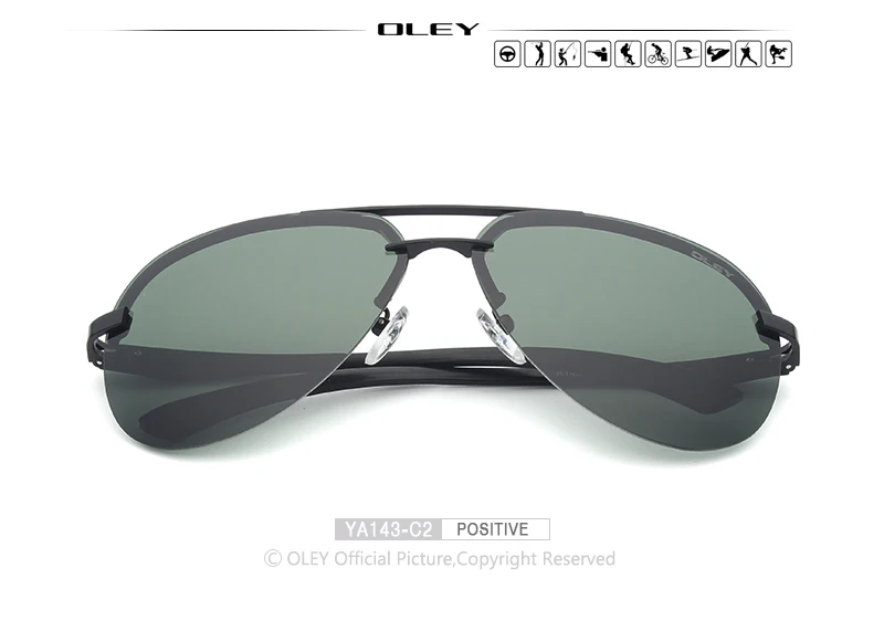 OLEY, алюминиево-магниевые поляризованные солнцезащитные очки, мужские зеркальные солнцезащитные очки для вождения, мужские очки для рыбалки, женские очки для мужчин, YA143 - Цвет линз: YA143 C2 BOX