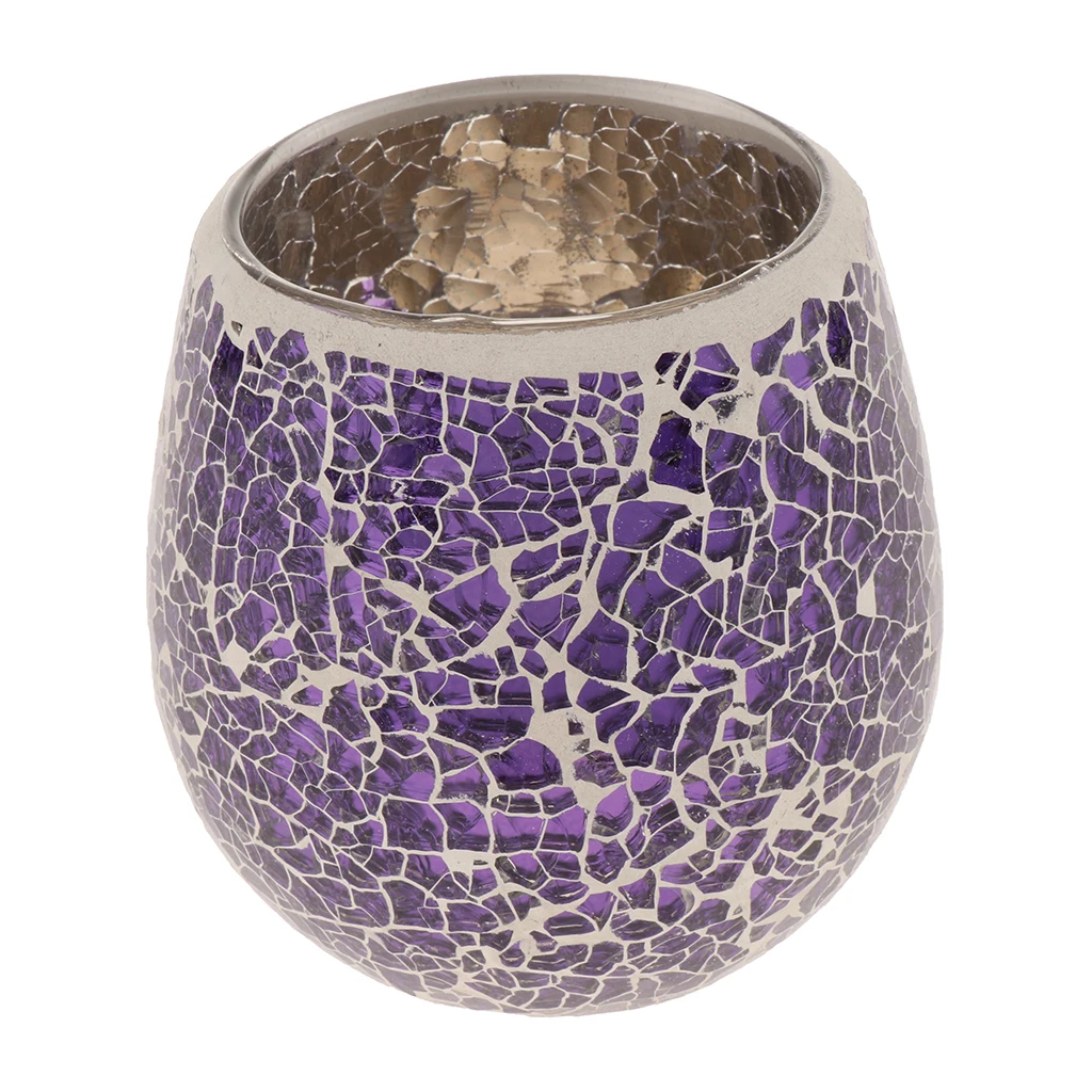 European Glass Mosaic Candle Holder Tea Light Candelabrum Mood Light Holder Case Tabletop Ornament Candlestick Home Desk Decor