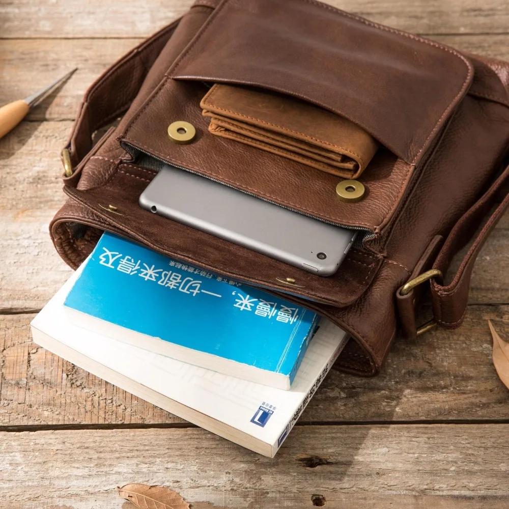 AETOO Retro Leather Men's Bag Shoulder Bag Messenger Bag Japan & Korea Trends Postman Pack Casual Leather Men's Bag Youth Tide