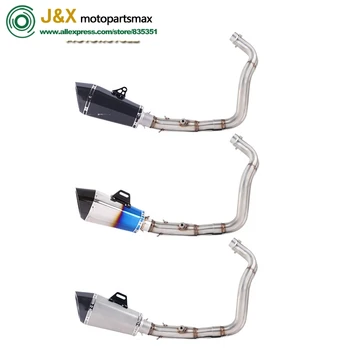 

Motorcycle Full Exhaust System Slip On For Yamaha MT07 FZ07 MT FZ 07 2014 2015 2016 2017 XSR700 2016 2017 Middle Link Pipe