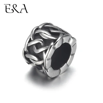 

4pcs Stainless Steel Braided Cylinder Bead 6mm Large Hole for Jewelry Bracelet Making Metal Beads DIY Supplies Parts