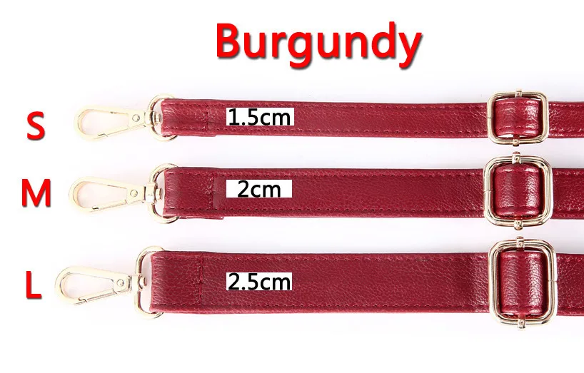 Burgundy 4 металлических цвета! Длинная регулируемая сменная сумка через плечо с ремешком Litchee ремешки из искусственной кожи для кошельков, сумок, сумок Diy ремней - Цвет: Burgundy