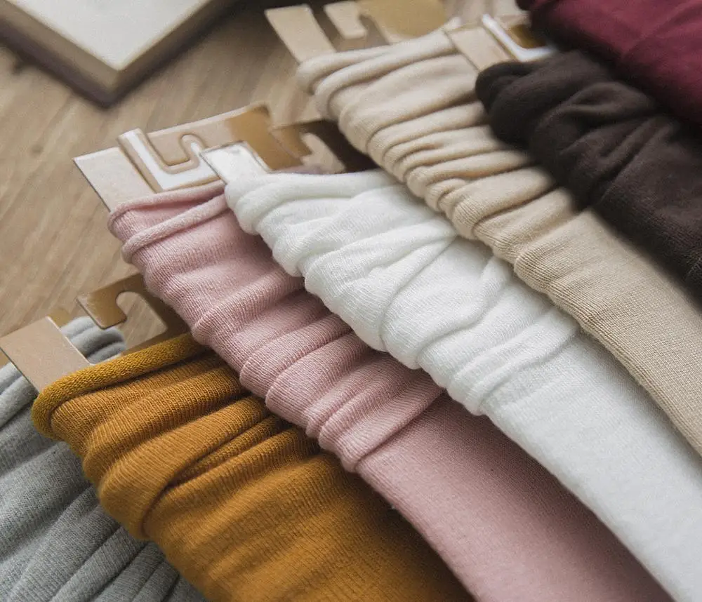 5 Pairs/Lot Long Women Socks Fashion Cotton Spring Autumn Color Loose Curl Solid Casual Korean Japanese Long Crew Heap Socks