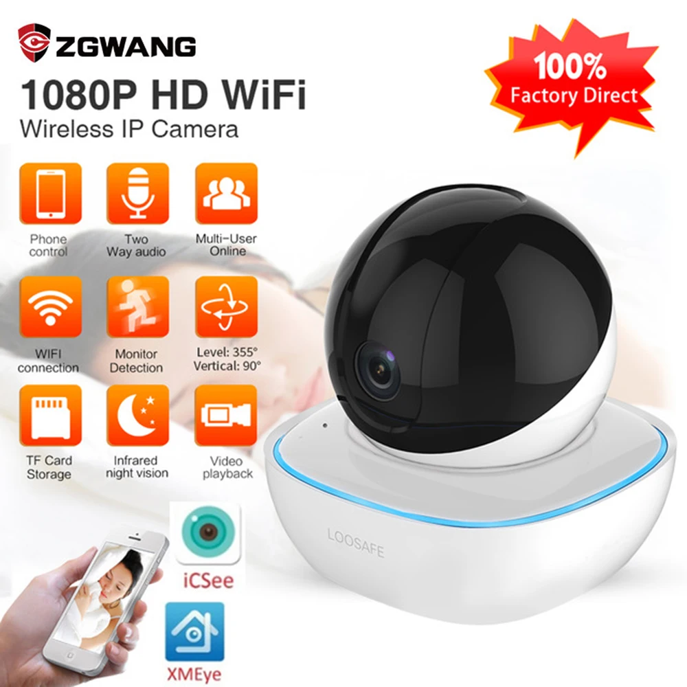 Limited Chance of  ZGWANG 1080P Smart Baby Surveillance Camera Wifi Night Vision Home Security Monitor IP Pet Camera W