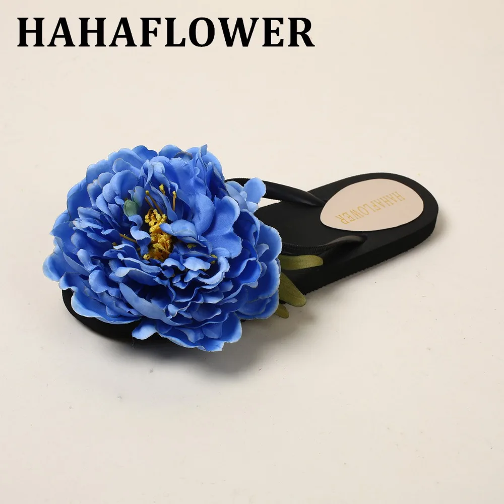 

HAHAFLOWER Princess Outdoor Flip Flop Sweet Big Flower Slide Girls' Women's Shoes Flat Heel Fashion Slipper Sandals Beach Shoes