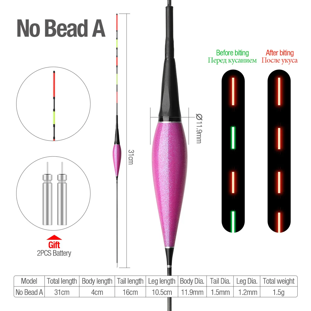 DONQL умная Светодиодная лампа для рыбалки Поплавковый датчик гравитации кусается автоматически напоминает светящийся поплавок Электрический поплавок с батареями - Цвет: No Bead A