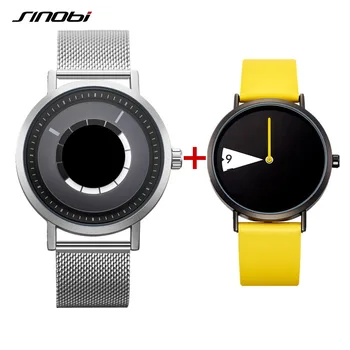 

Sinobi Set Creative New Arrival Rotate Style Quartz Wrist Watches Mens Watch Man Yellow Silve Strap Clock Male relogio Masculino
