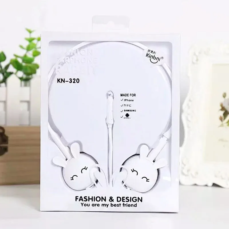 Wire Headphones Cute Cartoon Rabbit Candy Colour 3.5mm Stereo Headphone with Mic for Samsung Xiaomi mp3 Kids Student Birthday Gifts (6)